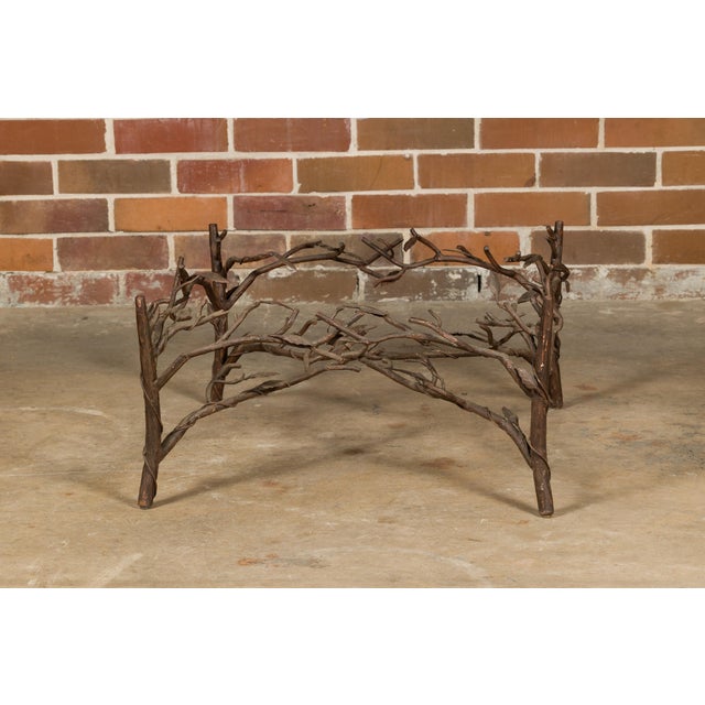 Brown Midcentury French Iron Twig Coffee Table Base with Cross Stretcher For Sale - Image 8 of 12