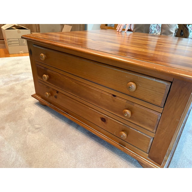 1980s 1980s North Carolina Coffee Table, Square Solid Wood With 6 Drawers For Sale - Image 5 of 8