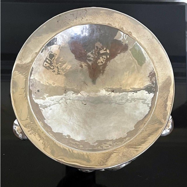 Silver 1960s Sculptural Silver Center Bowl with Relief Surface Graziella Laffi For Sale - Image 8 of 12