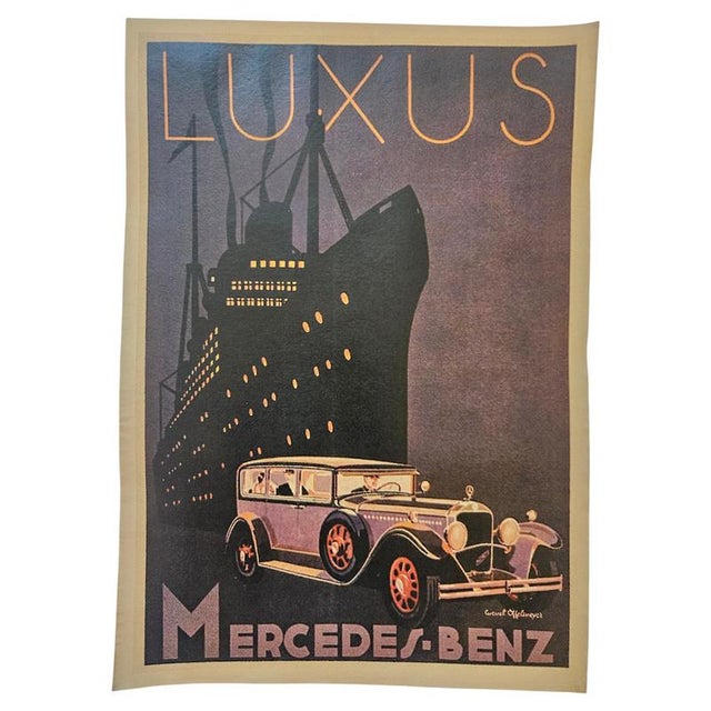Paper Art Deco Advertising Poster Mercedes Benz Automobile, 1930s For Sale - Image 7 of 7