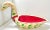 Large vintage hand-painted paper mâché swan bowl measuring nearly 25 inches long, decorated with holly, berries and...