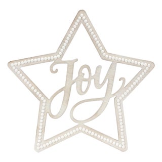 Beaded Wood Star with Joy Sentiment (Set of 2) For Sale