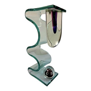 Vintage Steven Brewster Signed Postmodern Studio Art Glass Ribbon Sculpture "Meltdown" For Sale