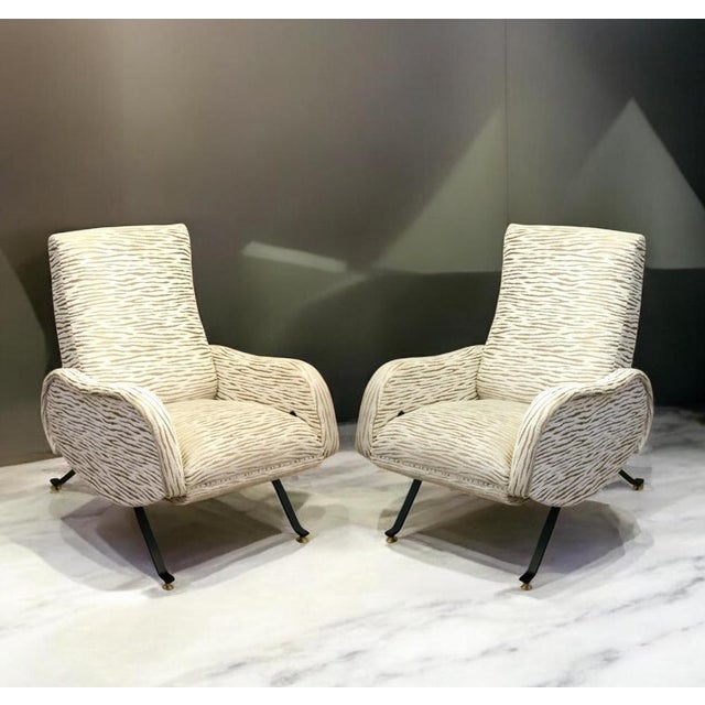 Gold Vintage Reclinable Lounge Chairs, 1950, Set of 2 For Sale - Image 8 of 11