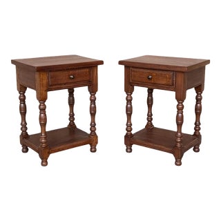 20th Century Pair of Solid Carved French Nightstands With Low Shelve For Sale