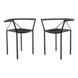 Black Metal Armchair by Maurizio Peregalli for Zeus, 1984, Set of 2 For Sale