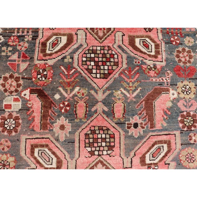 Pink Early 20th Century Antique Caucasian Karabagh Gallery Runner With Large Medallions of Pink and Red For Sale - Image 8 of 12