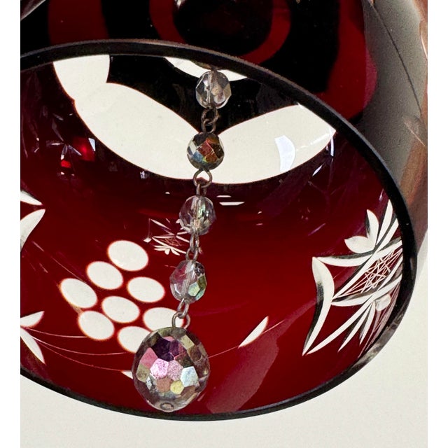 Red Vintage Bohemian Ruby Red Cut Crystal Bell For Sale - Image 8 of 8