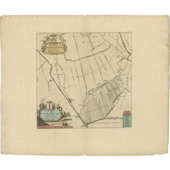 Early 18th Century Antique Map of the Aengwirden Township Friesland by Halma, 1718 For Sale - Image 5 of 5