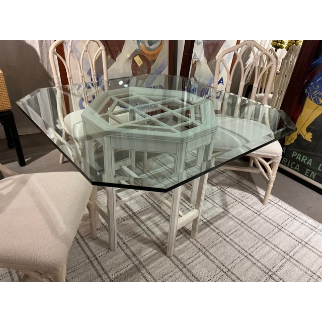 Beautiful Chippendale style octagonal game table with 1/2” beveled glass top. Perfect for sunroom, kitchen or dining room’s.