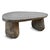 Solid heavy stone boulder outdoor coffee table or bench. Thick slab top and two boulder legs. Smooth polished top with...