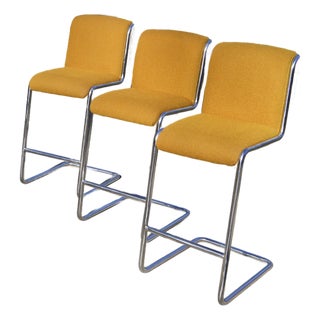 Vintage Thonet Barstools - Chrome Cantilever Chairs For Sale