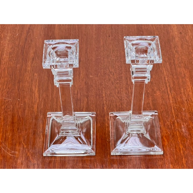 Vintage Pair Tiffany & Co Clear Crystal Candlesticks For Sale In Boston - Image 6 of 11