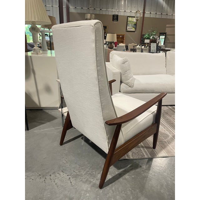Mid-Century Modern Milo Baughman for Thayer Coggin Recliner 74 in White Fabric With Walnut Frame For Sale - Image 3 of 9