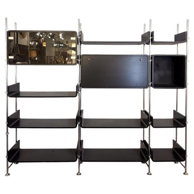 Metal Modular Wall Unit in Lacquered Wood and Steel by Michel Ducaroy, France, 1970s For Sale - Image 7 of 10