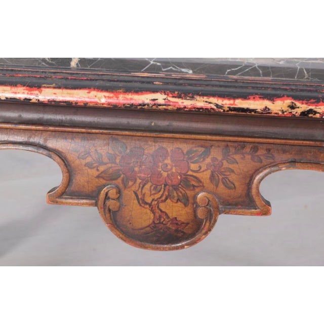 Late 19th Century Late 19th Century Rococo Venetian Styled Painted and Japanned Coffee or Cocktail Table Marble Top For Sale - Image 5 of 8