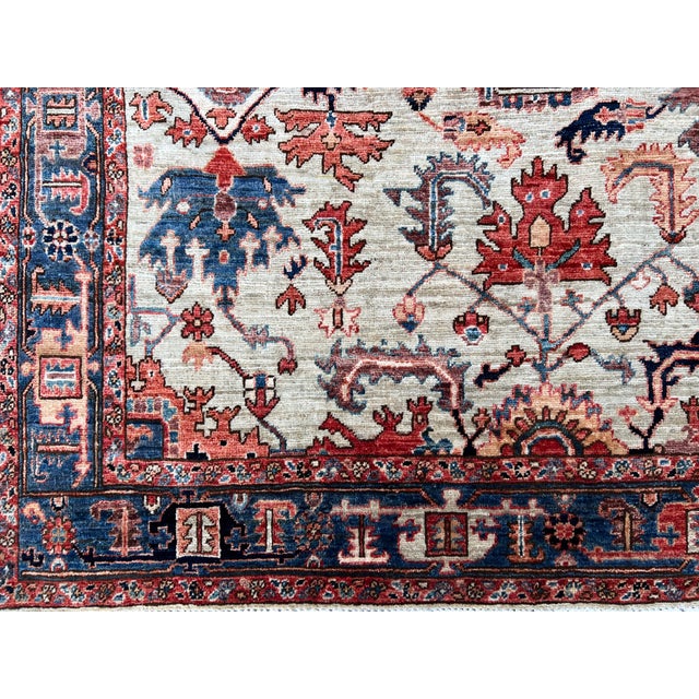 Serapi Rug 5′1×8′4” Gray Wool Tribal Hand-Knotted Oriental Rug For Sale - Image 11 of 12