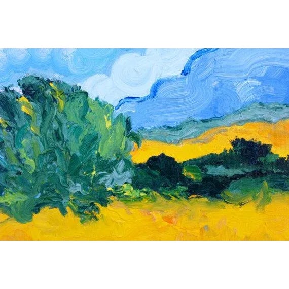White Cypress Trees After Van Gogh Oil on Canvas For Sale - Image 8 of 12