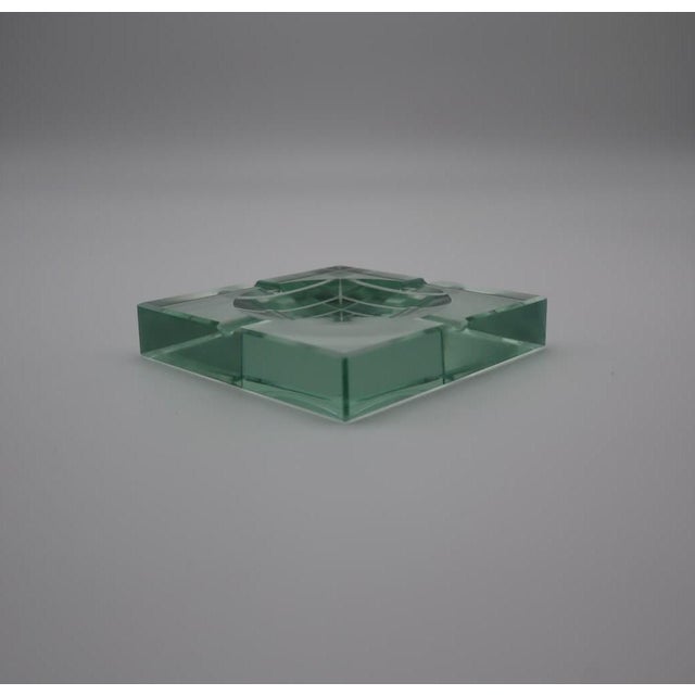 Fontana Arte Mid-Century Modern Green Crystal Ashtray from Fontana Arte, Italy, 1960s For Sale - Image 4 of 6