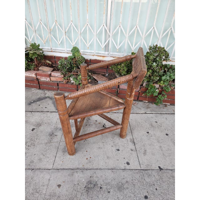 1960s Triangular Oak Armchairs Chair For Sale - Image 4 of 12