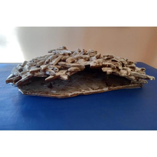 #Late 20th Century Geometric Neutral Palette Ceramic Wall Sconce / Earth Tones For Sale - Image 9 of 11