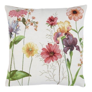 Meadow Flowers Tapestry Cushion With Feather Filler - 46 X 46cm For Sale