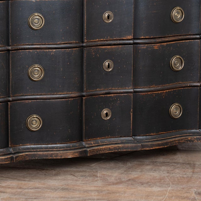 18th Century Rococo Black Large Chest of Four Drawers From Denmark For Sale - Image 15 of 18