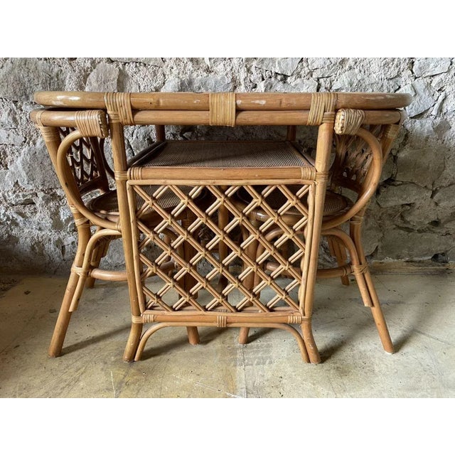 1970s Wicker Table and Chairs, 1970s, Set of 3 For Sale - Image 5 of 18