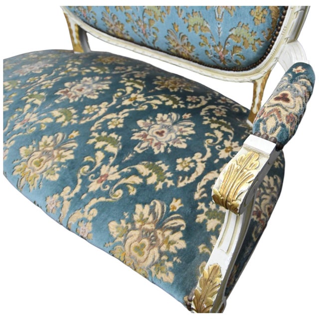 Mid 20th Century Mid 20th Century French Louis XVI Carved Settee For Sale - Image 5 of 7