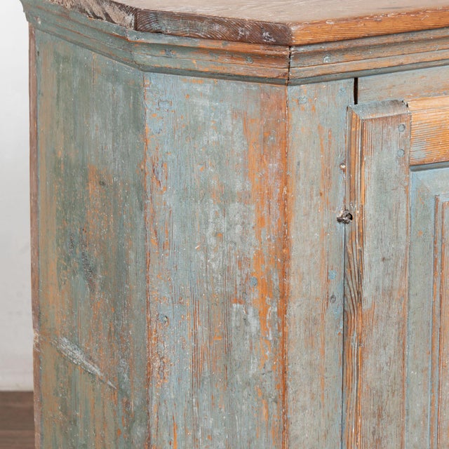 19th Century Swedish Original Blue Painted Pine Sideboard Cabinet For Sale - Image 11 of 16