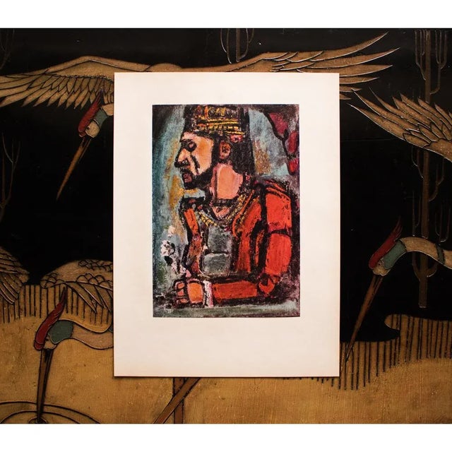 Portraiture 1950s After Georges Rouault, First Edition Period Lithograph "The Old King" For Sale - Image 3 of 8