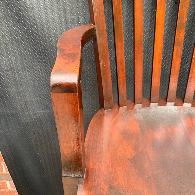 1940s Vintage Solid Oak Mahogany Finish Courthouse Chair Chairish