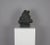 Formia' Black Granite Sculpture on Rustic Wood Base by Ole Monster Herold. Denmark, contemporary. Signed by the artist.