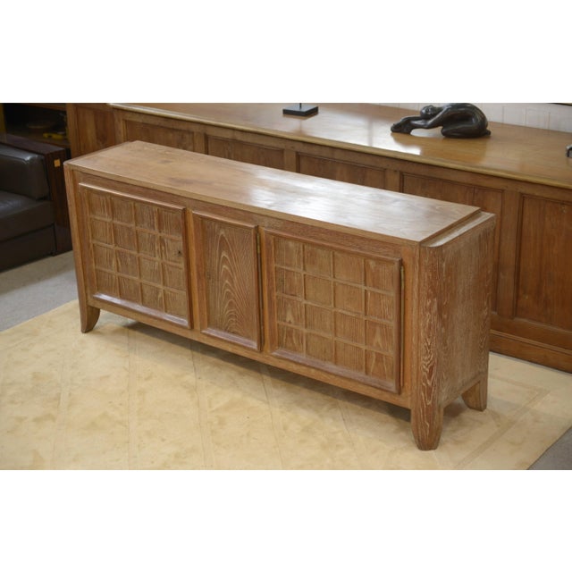 Wood Whitewashed Oak Buffet by Maurice Rinck, 1940s For Sale - Image 7 of 17