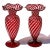 Vintage Murano AVeM Swirling Ruby Red Clear Stripes Italian Art Glass Ruffle Rim Footed Flower Vase For Sale In Orlando - Image 6 of 8
