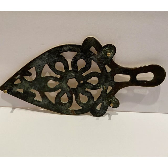 Antique Pierced Brass Trivet For Sale - Image 9 of 9