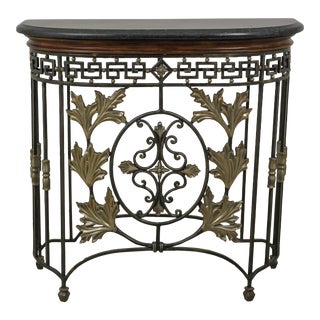 Iron Base Marble Top Decorative Console Table For Sale