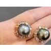 Bochic "Orient" Vintage Pearl & Multi Fancy Sapphire Earrings Set 18K Gold&Silver For Sale - Image 16 of 18