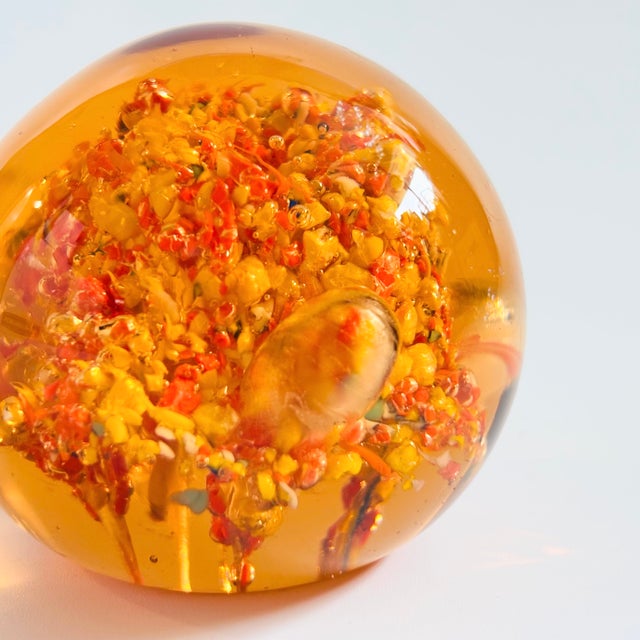 Orange Art Glass Paperweight For Sale In San Francisco - Image 6 of 7