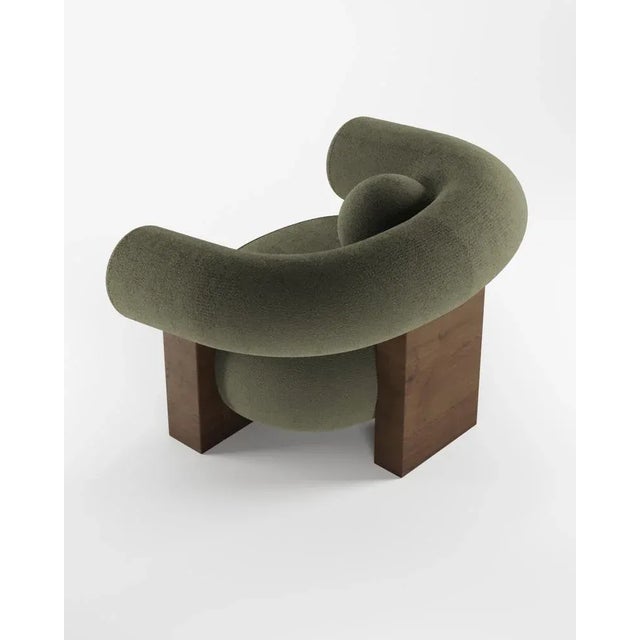 Cassete Armchair in Boucle Olive and Smoked Oak by Alter Ego for Collector For Sale - Image 4 of 5