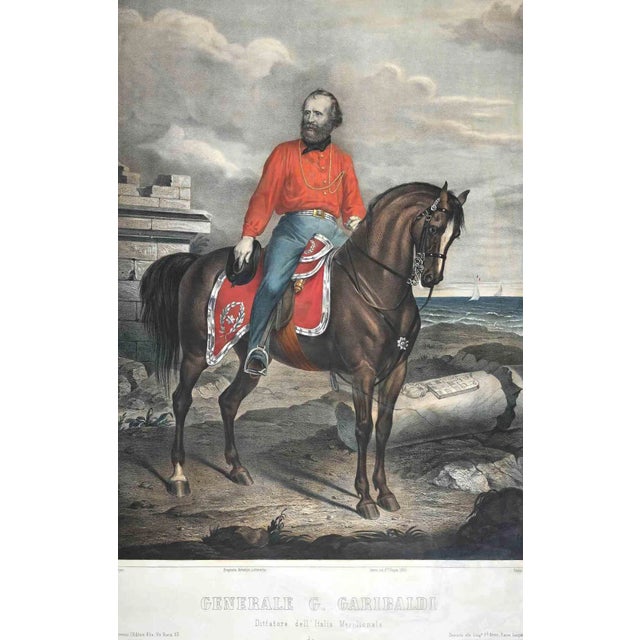 Antonio Masutti, Giuseppe Garibaldi, Original Lithograph, 1860 For Sale
