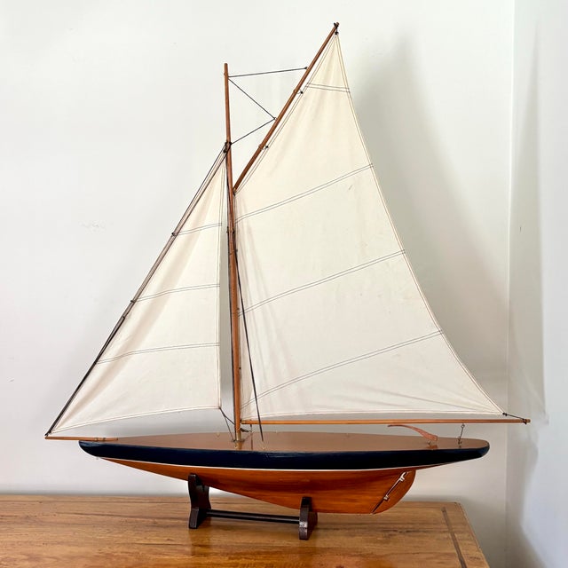 Vintage Coastal Scale Model of Sail Boat For Sale - Image 12 of 12