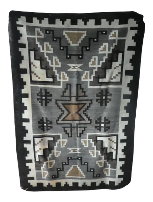 Early 20th Century Antique 2 Grey Hills Navajo Style Rug- 3′3″ × 4′8″