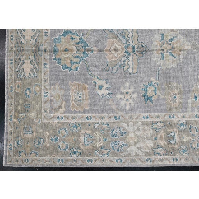 Turkish Oushak Rug Gray, Blue, Beige & Cream Handwoven Wool Rug 5'1" X 7'2" For Sale - Image 10 of 11