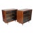 Pair of Vintage Original Mid-Century Modern Walnut Finish All Wood Display Cabinets With Adjustable Shelves and Sliding Wire Glass Doors For Sale