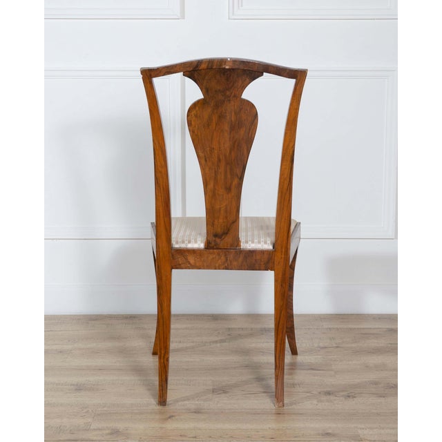 Brown Set of Four French Art Deco Dining Chairs in Walnut and Bois de Rose, circa 1920 For Sale - Image 8 of 9