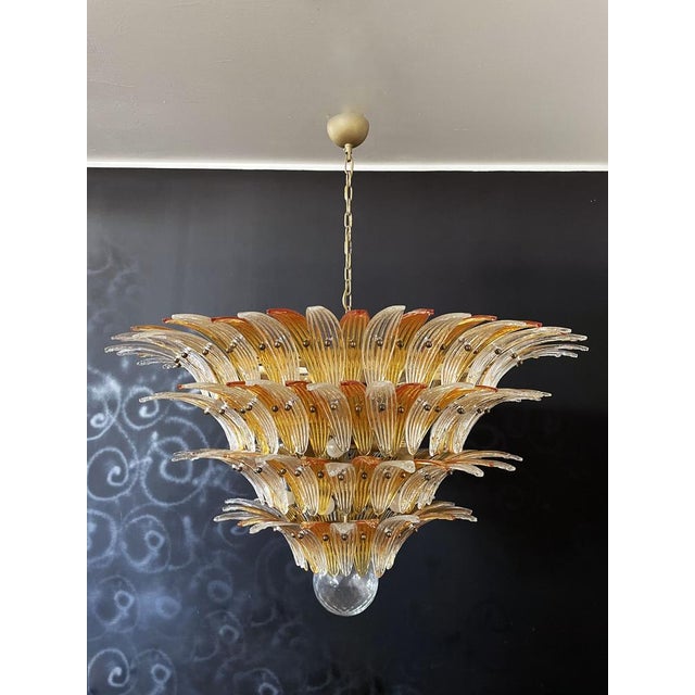 Palmette Ceiling Light in Amber and Trasparent Glasses, 1990 For Sale - Image 13 of 18