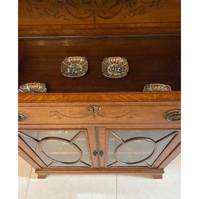 Antique Georgian Sheraton Satinwood Marquetry Inlaid Display Cabinet, 1800 For Sale - Image 10 of 18