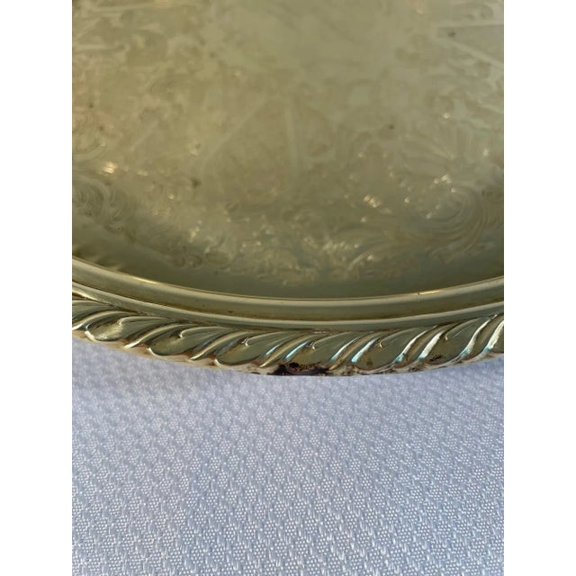 1970s Vintage Round Brass Etched Gallery Tray For Sale - Image 9 of 15