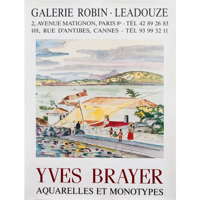 1960's French Exhibition Poster - Yves Brayer, Aquarelles Et Monotypes - Galerie Robin-Leadouze For Sale - Image 6 of 6